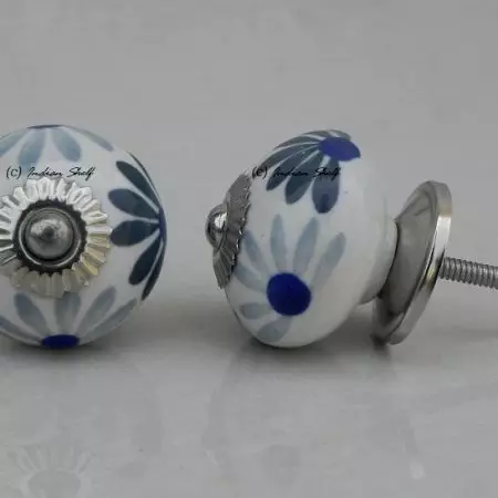 Grey Blue Flower Knob (1)